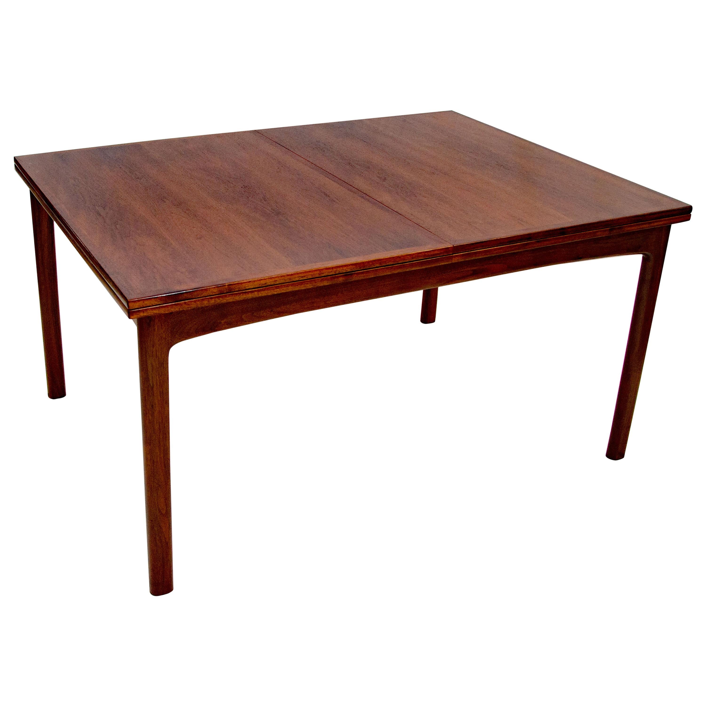 Walnut Dining Table, Two Flip Top Extensions, DUX of Sweden For Sale