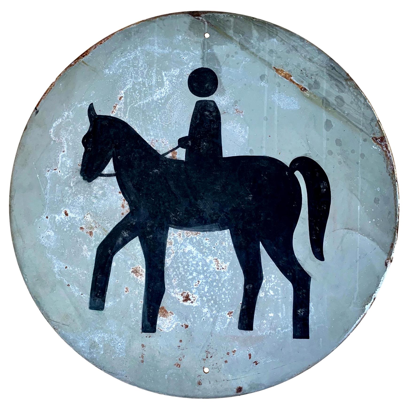 Vintage Metal Horse Crossing Sign