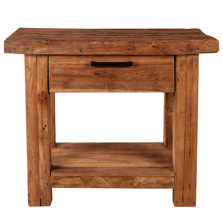 Rustic Nightstand in Aged Teak Wood with a Natural Finish ...