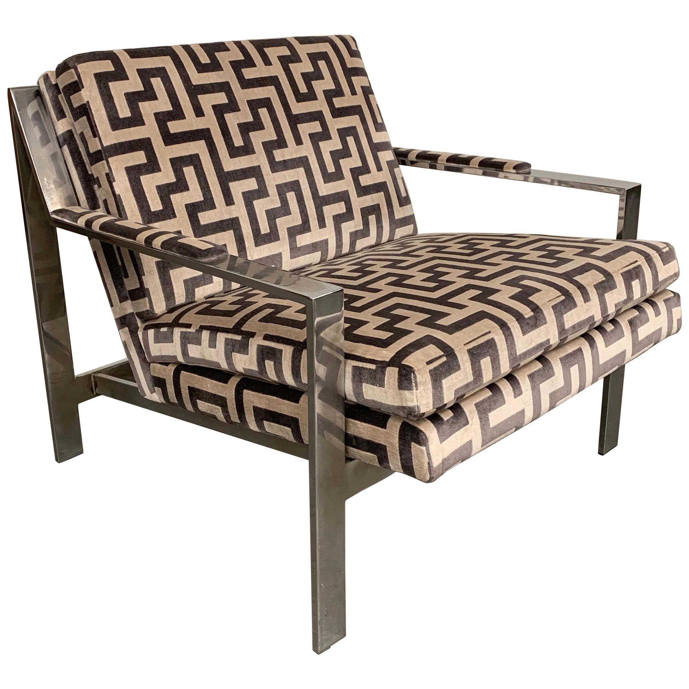 Cy Mann Baughman Style Chrome Flat Bar Lounge Chair at 1stDibs bar