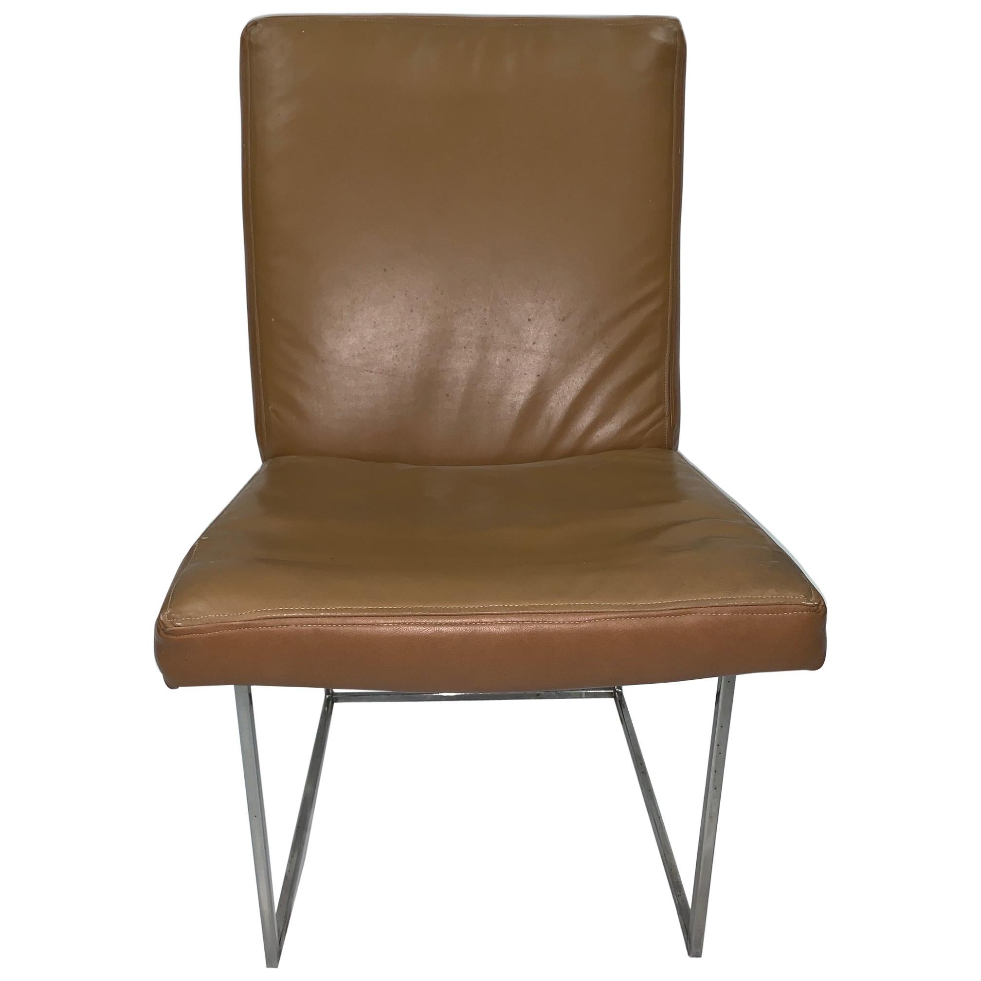 4 Leather Milo Baughman Dining Chairs -original leather For Sale