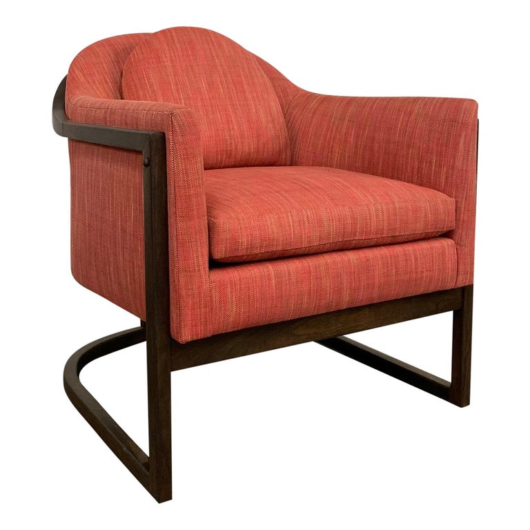 Mid-Century Modern Upholstered Barrel Club Chair Attributed to Harvey