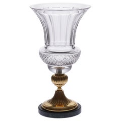 Clear Crystal Vase with Bronze Gold Platted and Marble