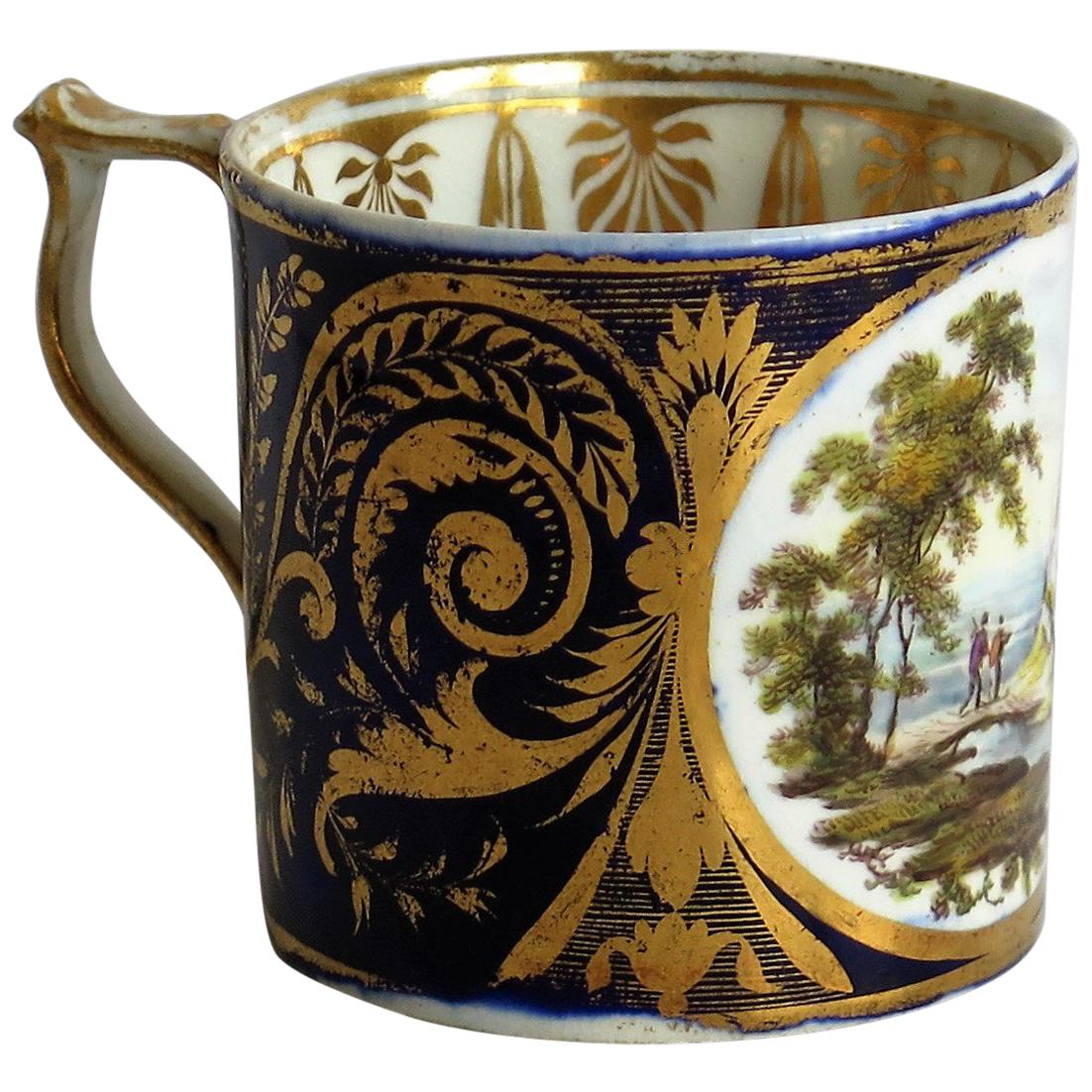 Georgian Derby Coffee Can Hand Painted View named Near Edmonton, Ca 1810