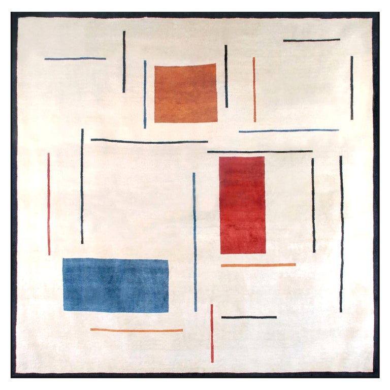 Boccara Limited Edition Handmade Artistic Wool Rug After Geneviève Claisse For Sale