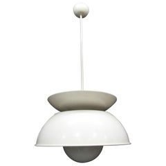 Mid-century metal white chandelier created by Vico Magistretti for Artemide
