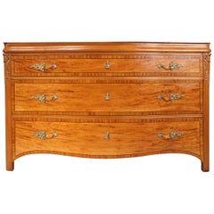 Antique Satinwood Serpentine Commode, circa 1890