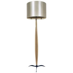 1940s Standing Lamp, Attributed Osvaldo Borsani, Lacquered Wood, Brass, Italy