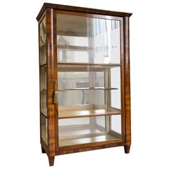 1840s Biedermeier Era Vitrine or Bookcase with Glass Panels and Walnut Wood