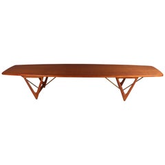 Vintage Large Surfboard Coffee Table, by Kurt Ostervig for Jason Møbler, 1950s