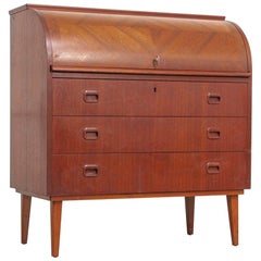 Retro Midcentury Swedish Modern Egon Ostergaard Rolltop Secretary Desk