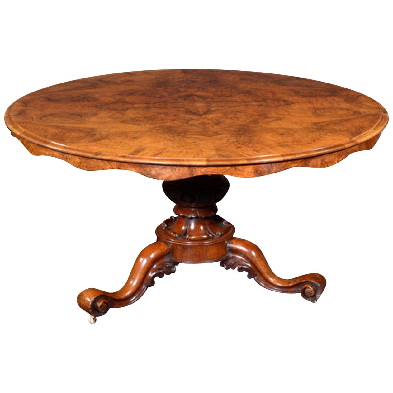 Victorian Walnut Tilt-Top Circular Table