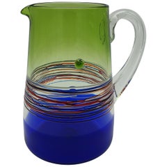 Modern Colorful Murano Glass Pitcher or Jug by Gino Cendese e Figlio, 1990s