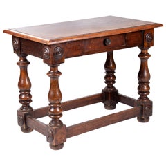 18th Century, French Walnut Single Drawer Table