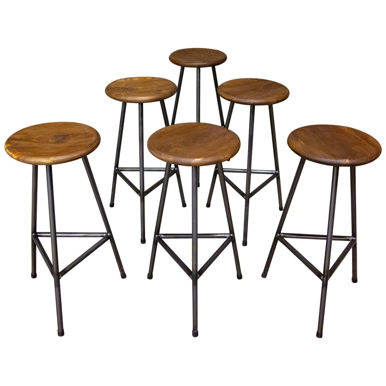 Handcrafted Industrial Bar Stools For Sale