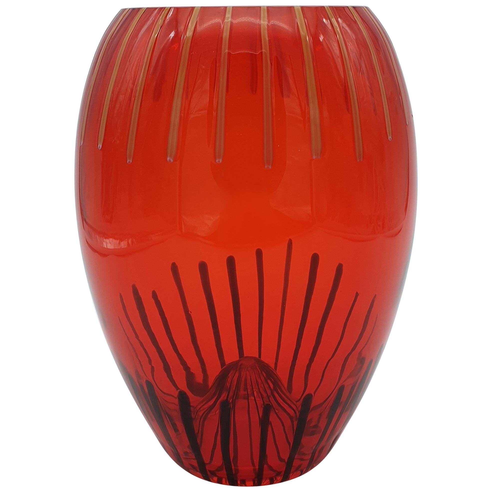 Modern Red Murano Glass Vase by Gino Cenedese e Figlio, late 1990s For Sale