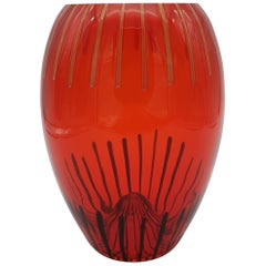 Retro Modern Red Murano Glass Vase by Gino Cenedese e Figlio, late 1990s