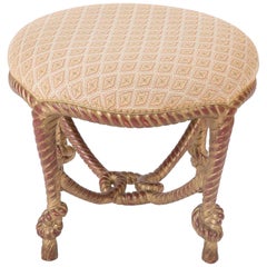 Vintage Italian Carved Giltwood Rope and Tassel Stool