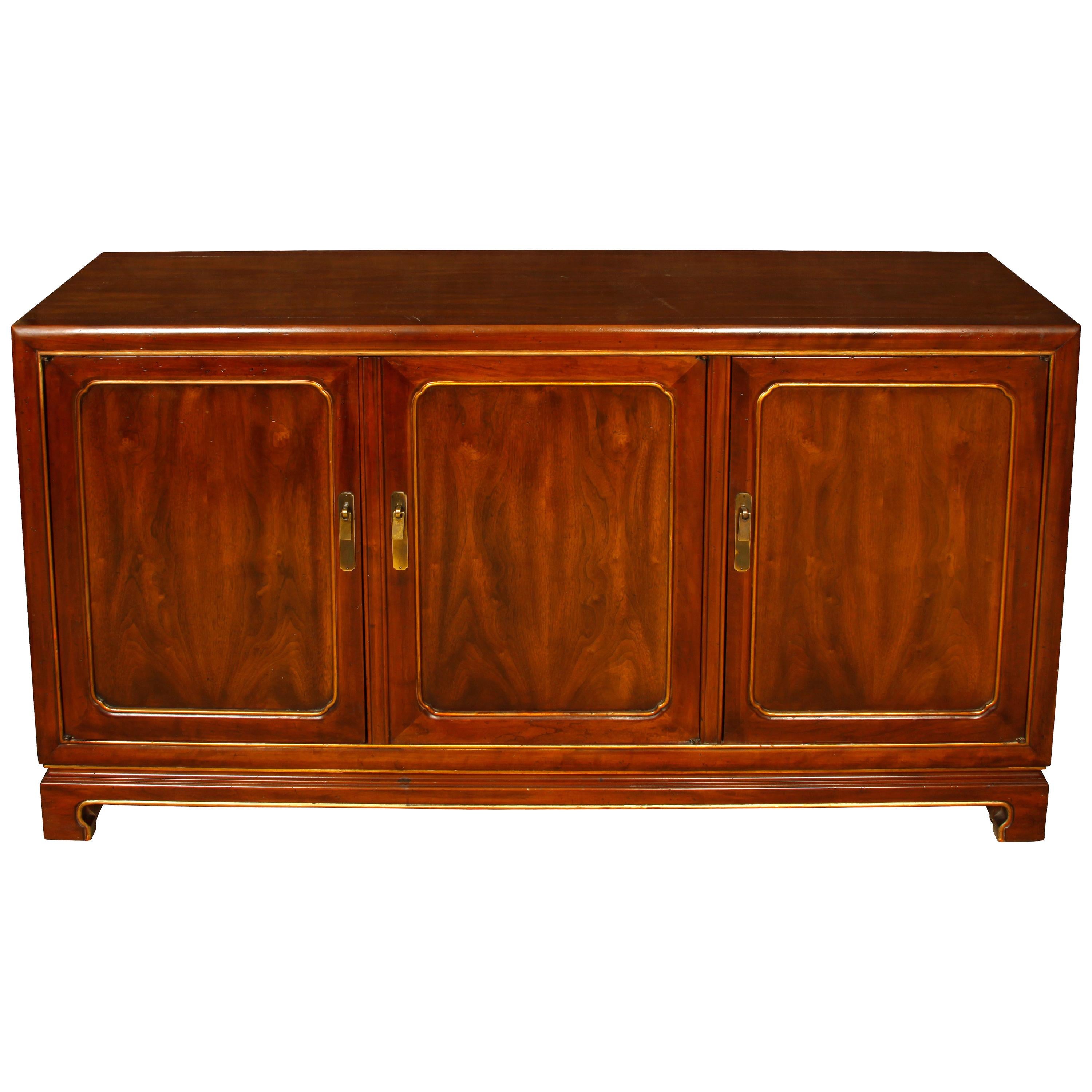 Mid-Century Wood Credenza with Gilt Detail