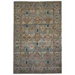 Navy and Blue Contemporary Handmade Wool Turkish Oushak Rug