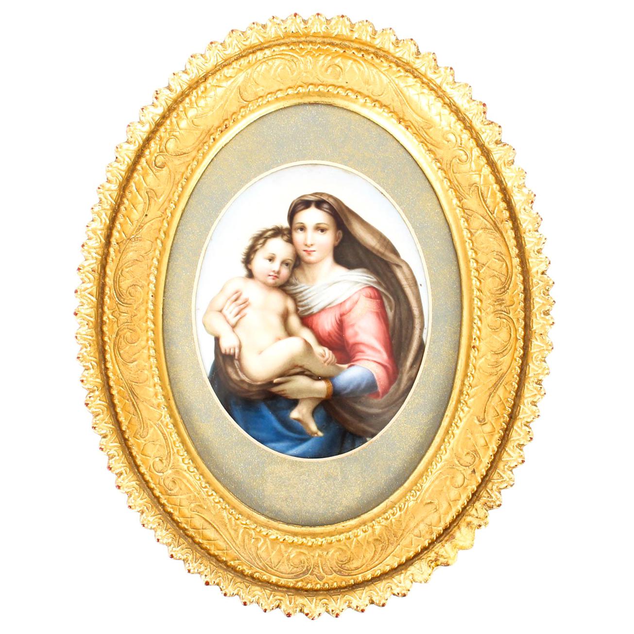 Antique Berlin KPM Plaque of Madonna and Child, 19th Century