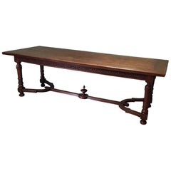 Late 19th Century Large Size Dutch Oak Dining or Conference Table