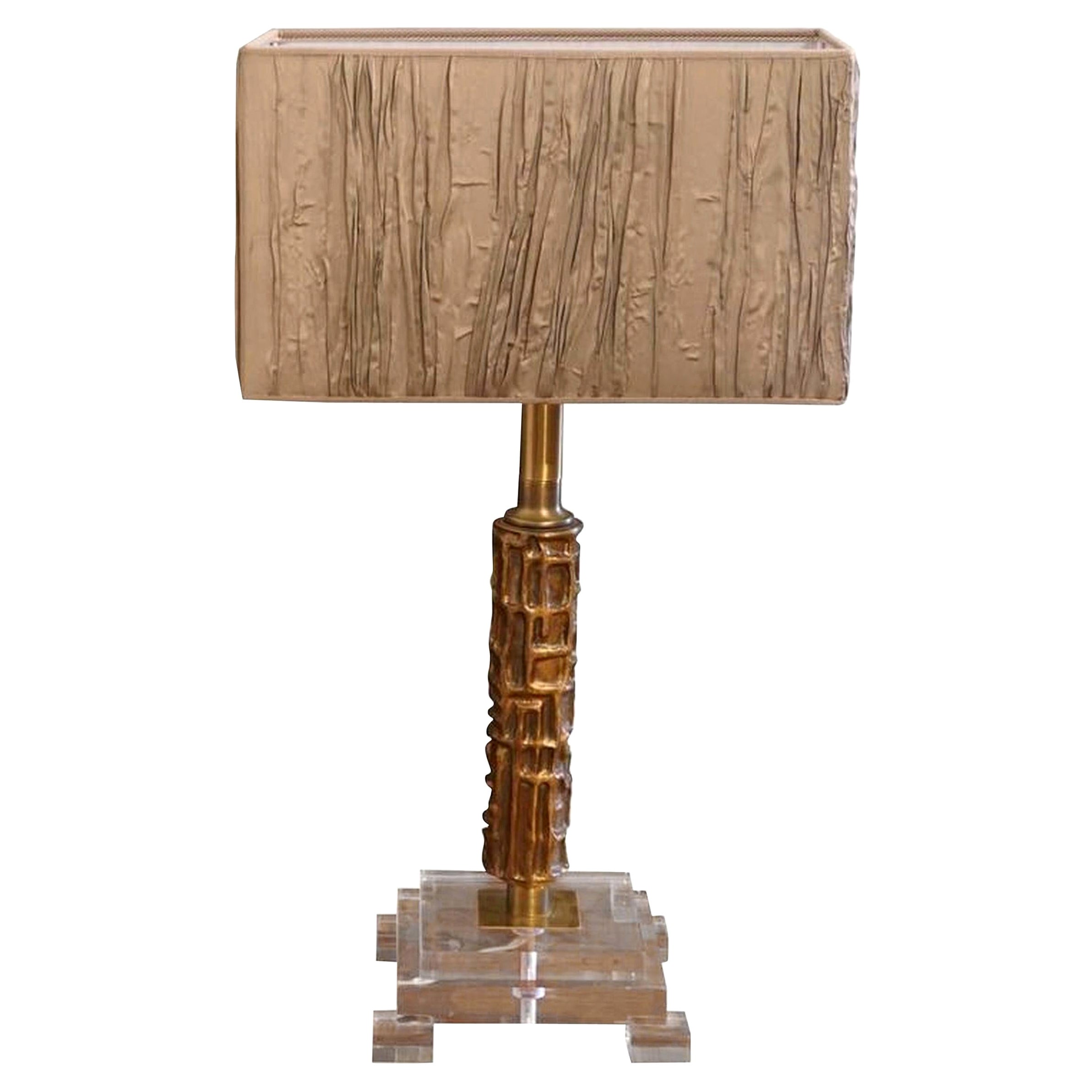 Lampe de table en bronze italienne du 20e siècle - Lampe de bureau vintage par Luciano Frigerio en vente