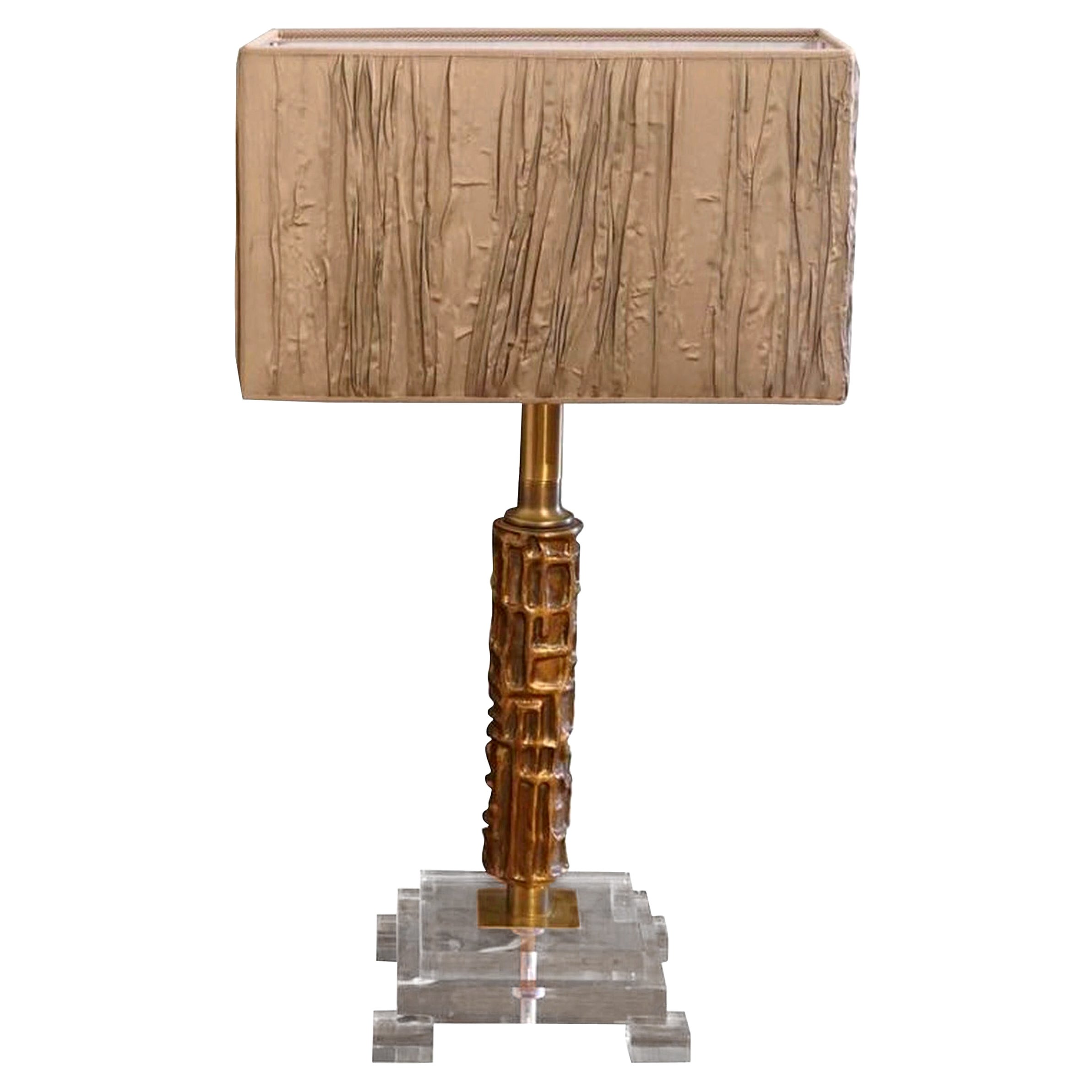 Lámpara de mesa italiana de bronce del siglo XX - Vintage OfficeLight de Luciano Frigerio