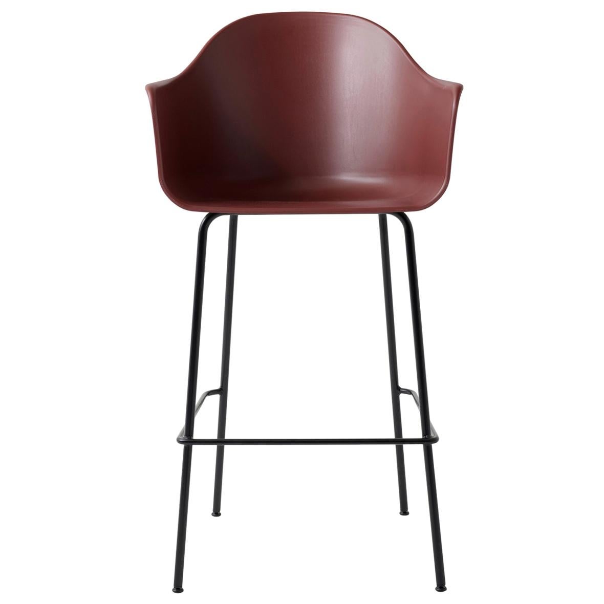 Harbour Chair, Bar Height Base in Black Steel, Burning Red Shell For Sale
