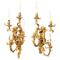 Large Pair Classical 19th Century Wall Lights