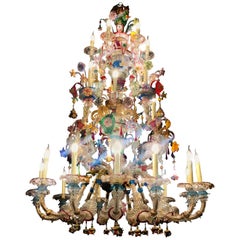 Mid-20th Century Venetian Rezzonico Chandelier 27 Arms, Murano, 1950s