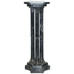 Lovely Unique Solid Marble Pedestal Column with Three Central Corinthian Pillars