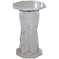 Small White Solid Marble Side End Lamp Wine Table Decorative and Unique Design