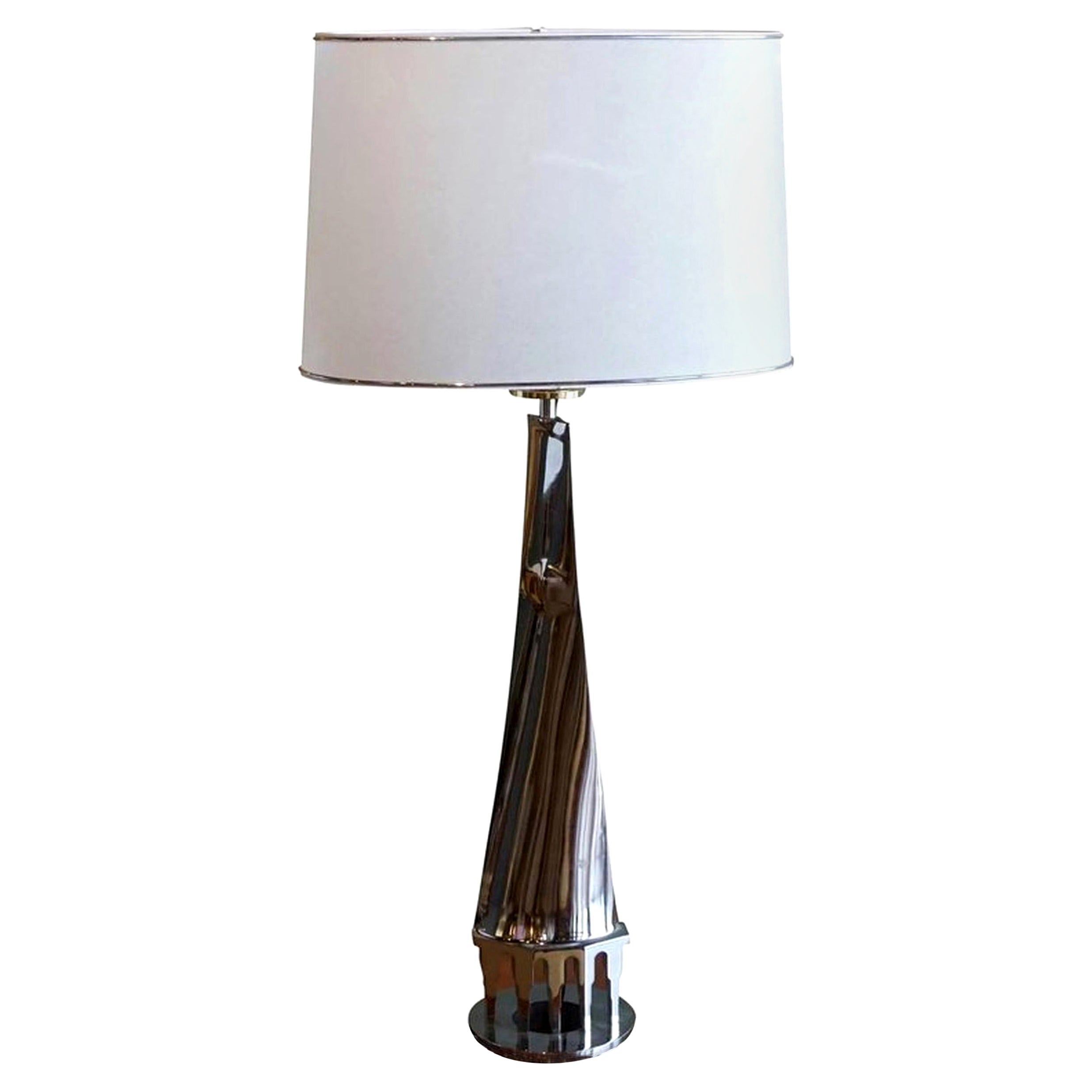 20th Century Silver Italian Florentine Chrome Table Lamp by Banci Firenze