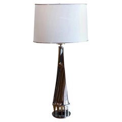 Lampada da tavolo in argento e cromo fiorentino del XX secolo di Banci Firenze