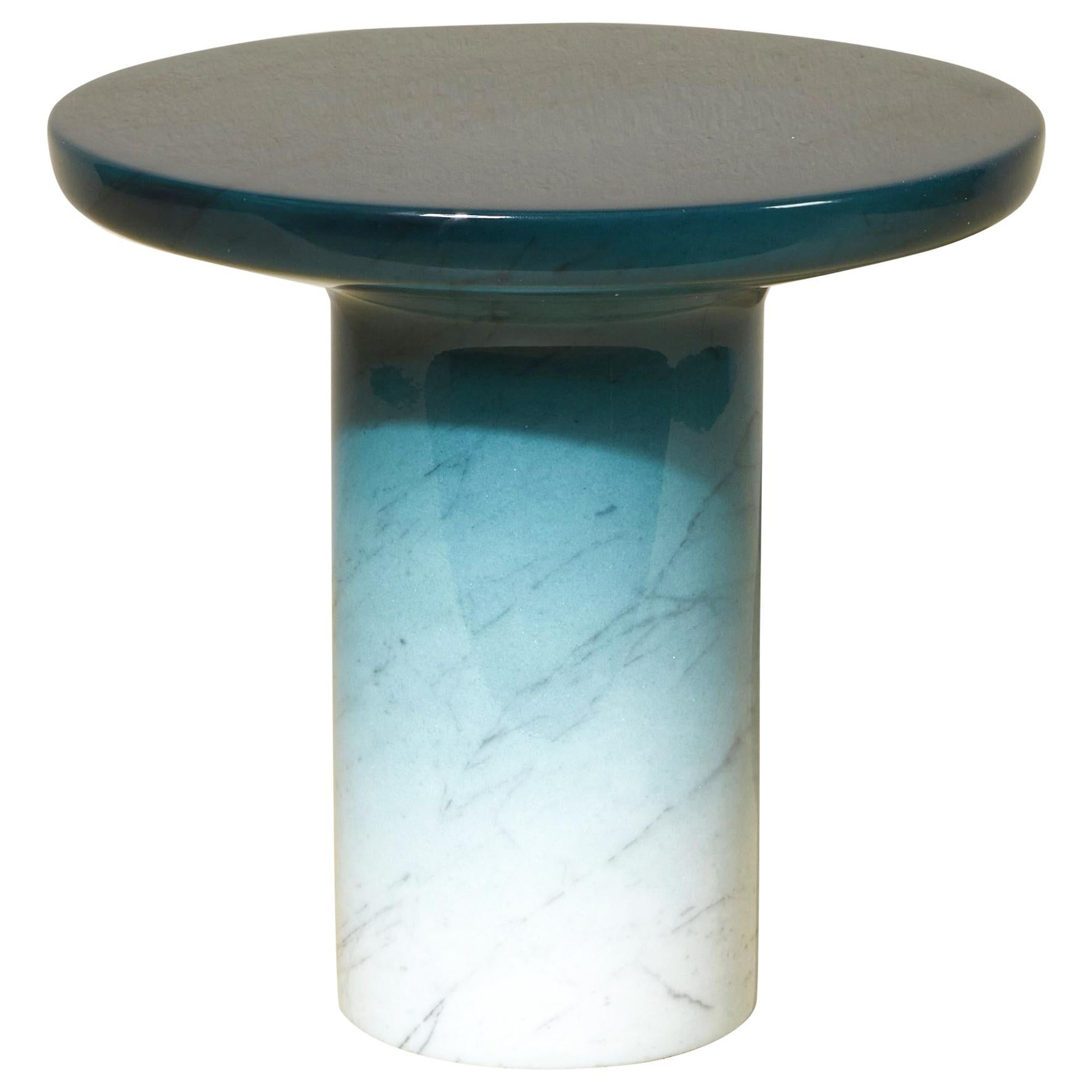 Contemporary Marble Table by Nick Ross, White Lies, Blue or Green