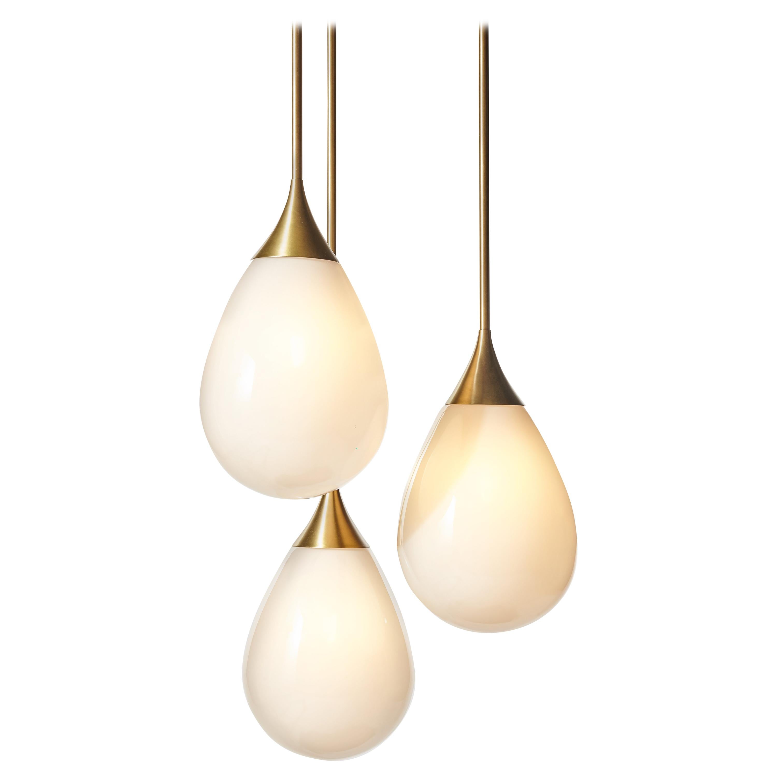 Konekt Large Teardrop Pendant 3 Cluster in Satin Brass