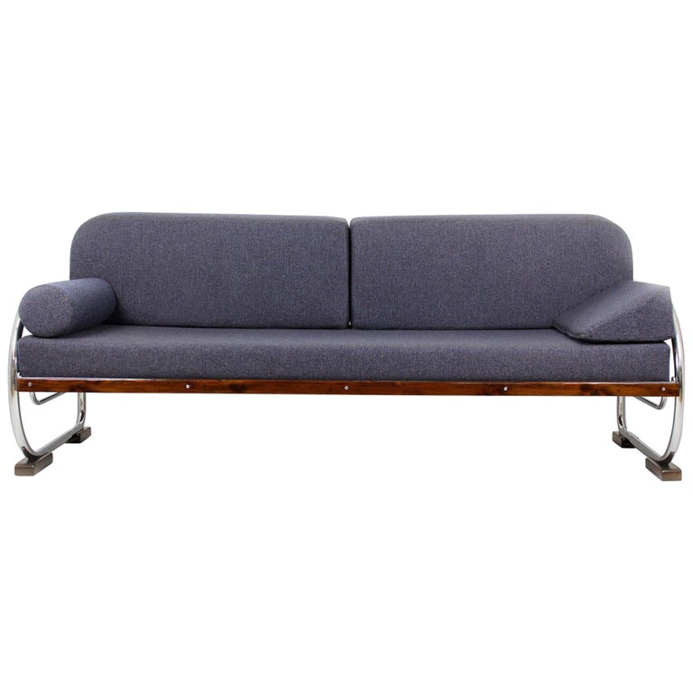 Bauhaus Tubular Chromed Steel Sofa from Hynek Gottwald, 1930s at 1stDibs