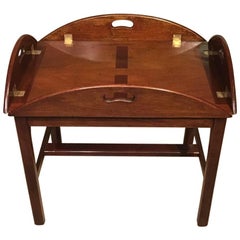 Antique 19th Century Mahogany Folding Butlers Tray on Stand