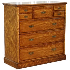 Very Large Maple & Co. Solid Light Walnut Chest of Drawers VR Stamped Locks