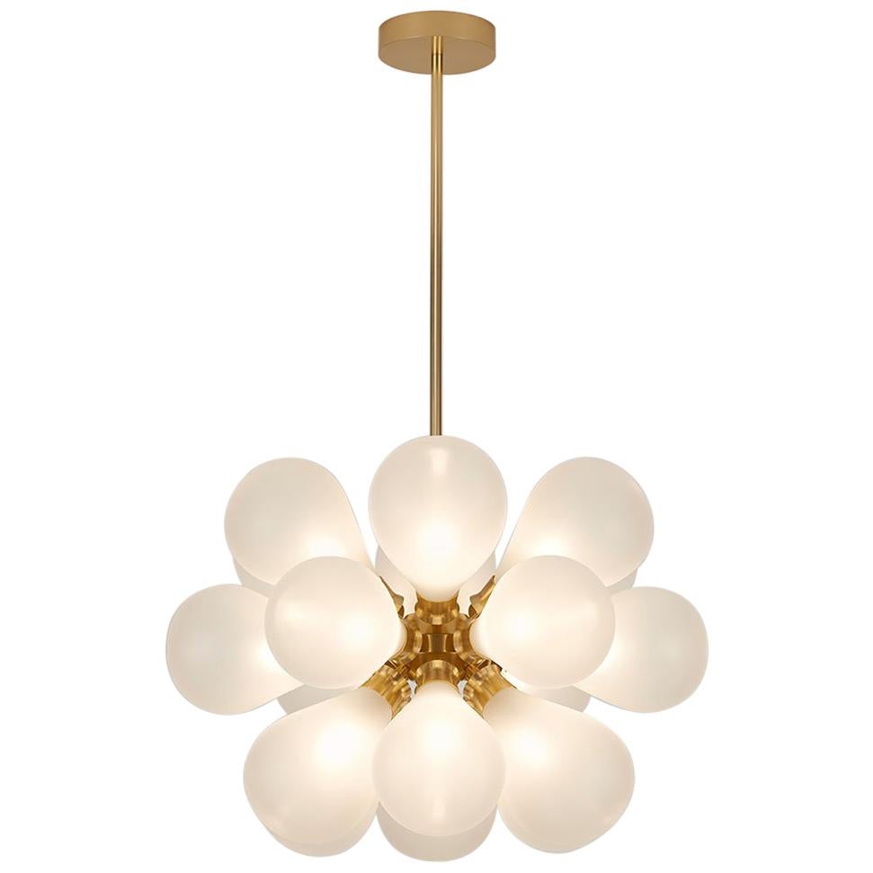 Cintola Maxi Pendant by Tom Kirk with Hand Blown Glass in Satin Gold