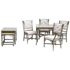 Faux Bamboo Rattan Table and Chairs and Side Tables