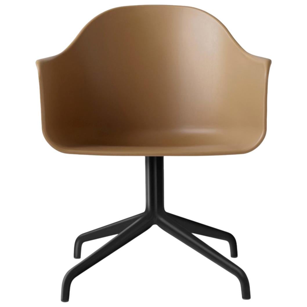 Harbour Chair, Swivel Base in Black Steel, Khaki Shell For Sale