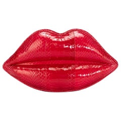 Rare Vintage Lulu Guinness Snakeskin Iconic Red Lips Purse