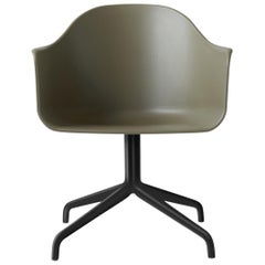 Harbour Chair, Swivel Base in Black Steel, Olive Shell