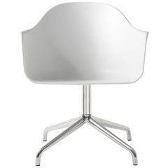 Harbour Chair, Swivel Base in Polished Aluminum, White Shell