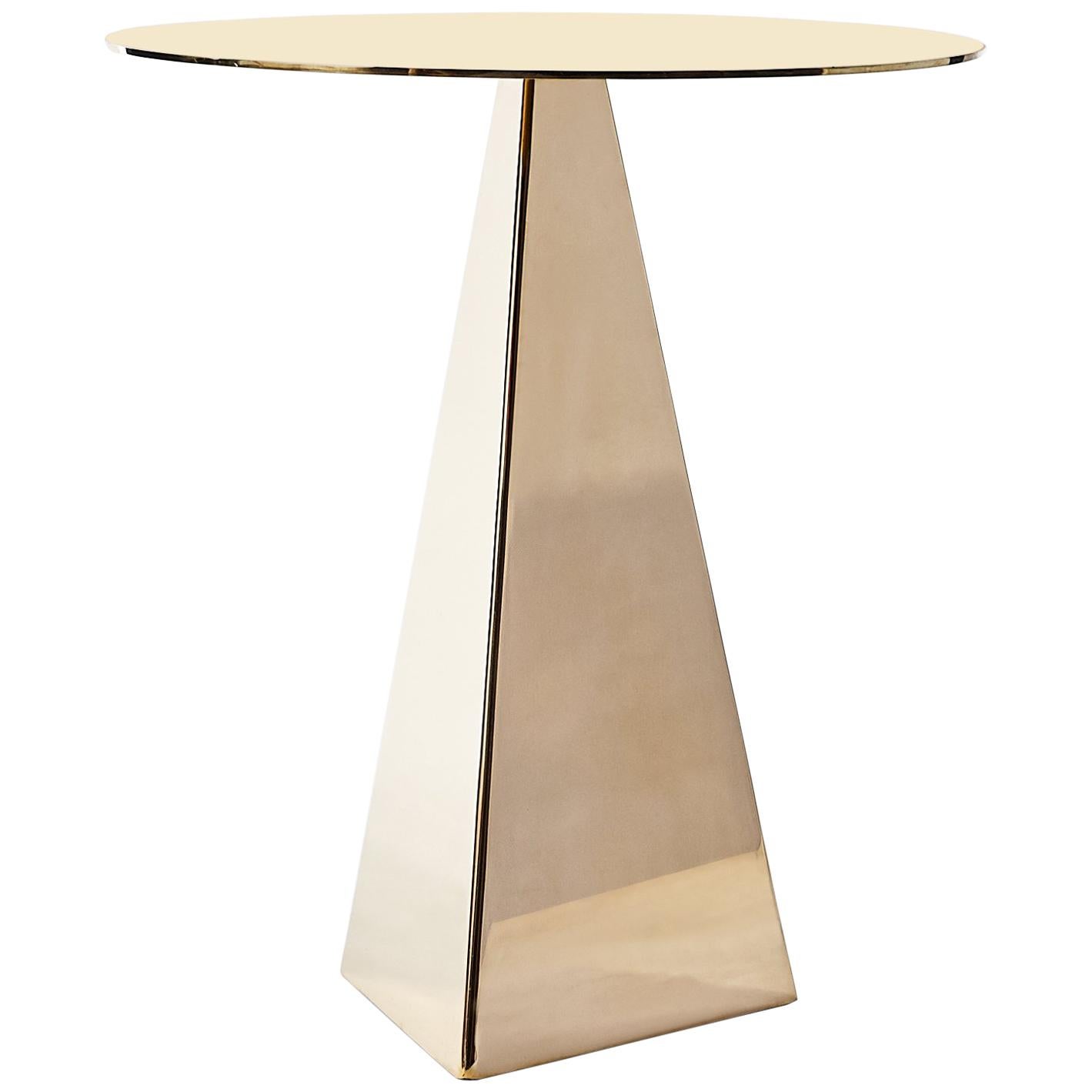 Konekt Triangle Side Table in Polished Brass For Sale