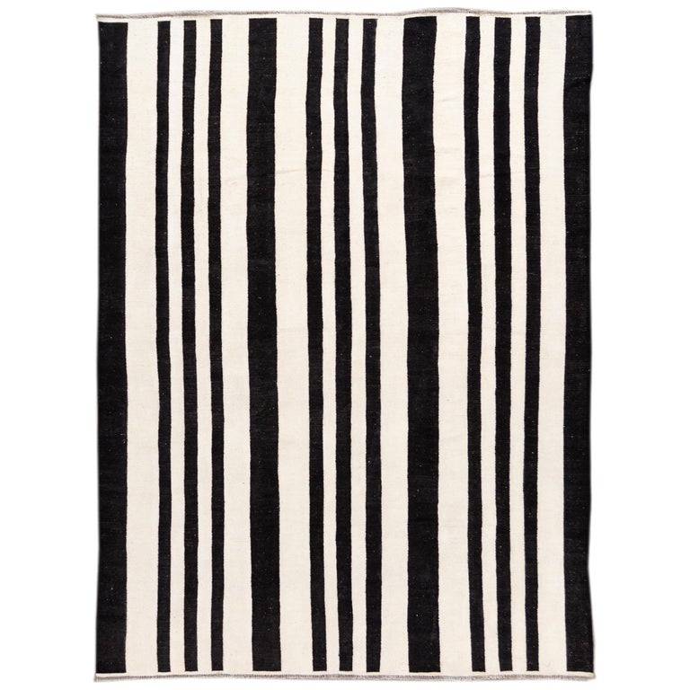Contemporary Striped Kilim Flatweave Wool Rug For Sale at 1stdibs