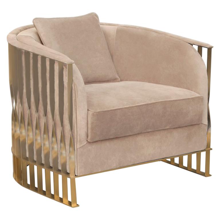 Mandy Chair in Statin Brass For Sale