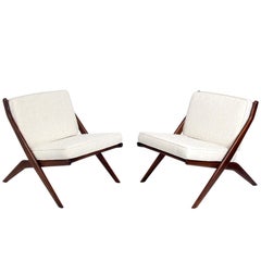 Pair of Sculptural Scissor Chairs by Folke Ohlsson